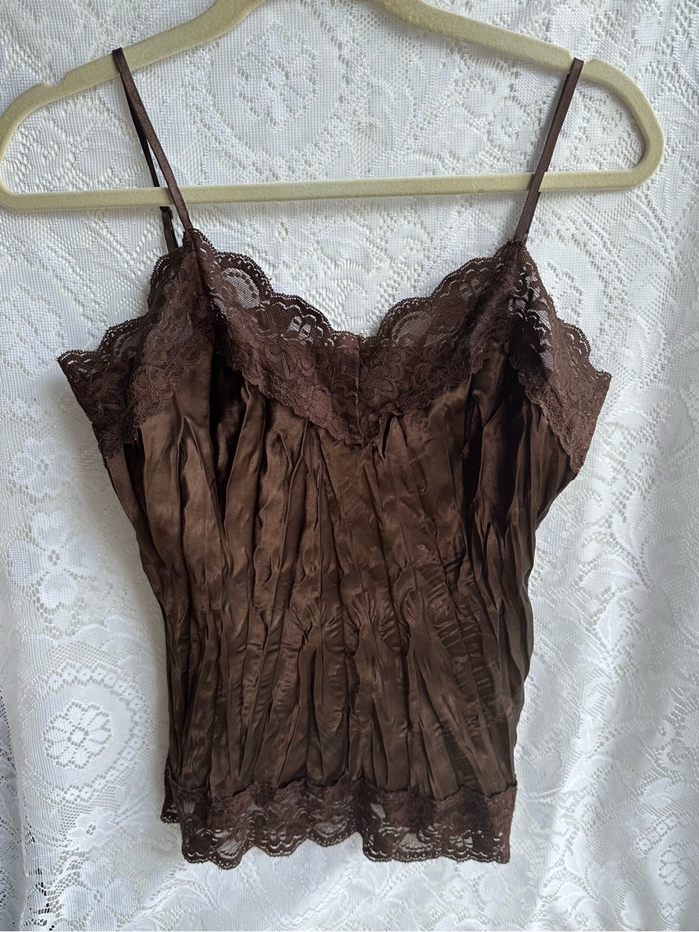 Chocolate Brown Lace Trim Cami